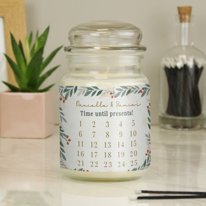 Buy Personalised Countdown Christmas Large Candle Jar available now at www.giftsfinder.co.uk