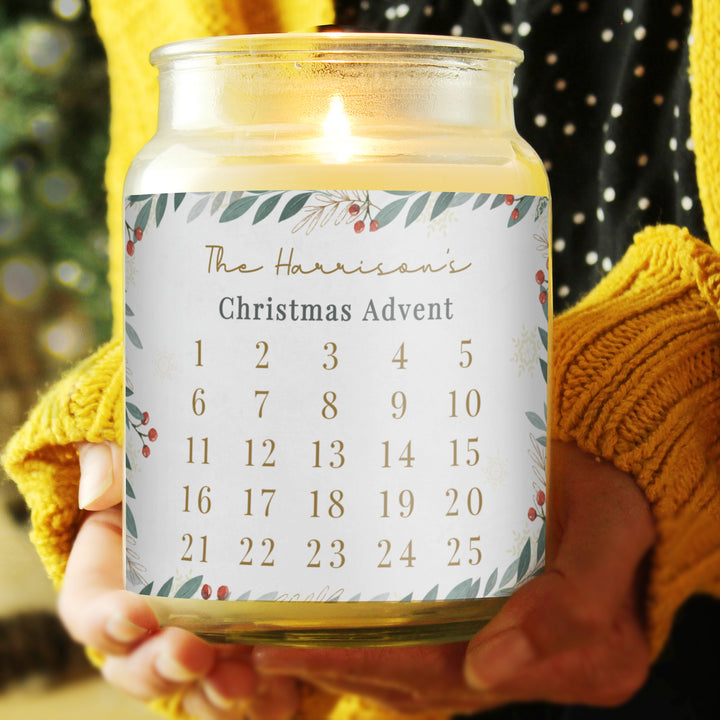 Buy Personalised Countdown Christmas Large Candle Jar available now at www.giftsfinder.co.uk