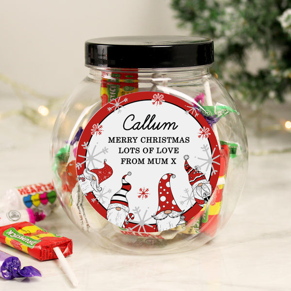 Buy Personalised Gonk Christmas Sweet Jar available now at www.giftsfinder.co.uk