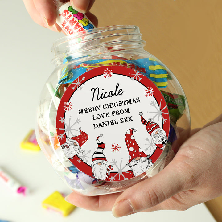 Buy Personalised Gonk Christmas Sweet Jar available now at www.giftsfinder.co.uk