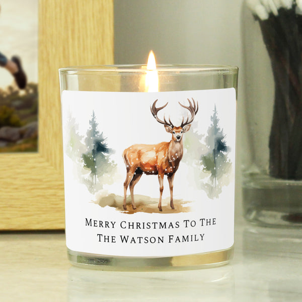 Personalised Watercolour Stag Candle Jar