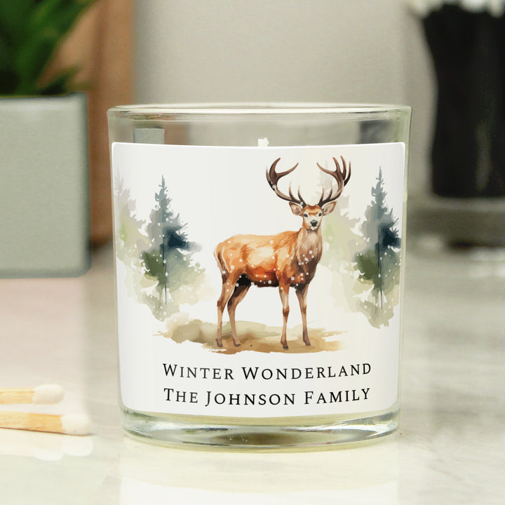 Personalised Watercolour Stag Candle Jar