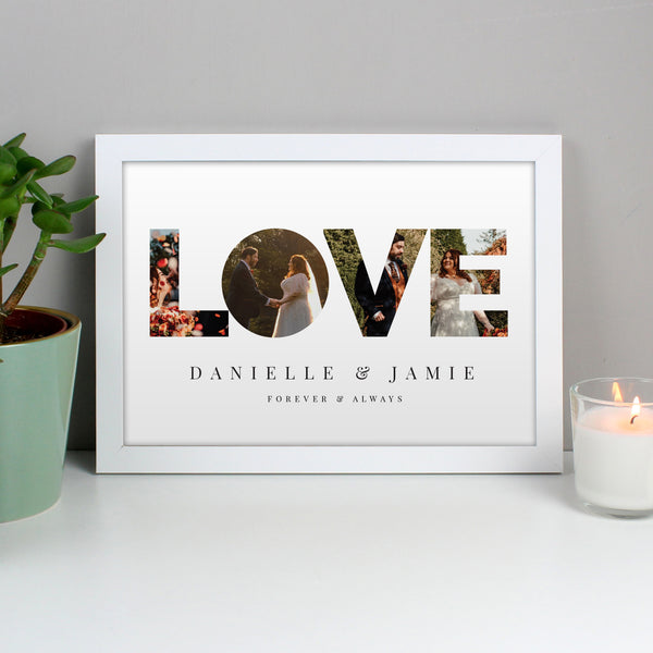 Buy Personalised LOVE Photo Upload White A4 Framed Print available now at www.giftsfinder.co.uk