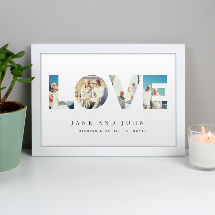 Buy Personalised LOVE Photo Upload White A4 Framed Print available now at www.giftsfinder.co.uk