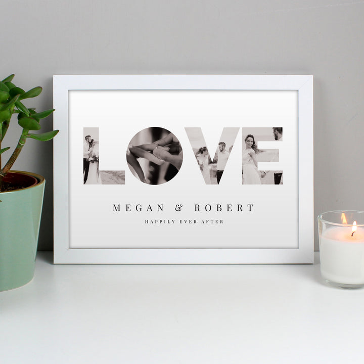 Buy Personalised LOVE Photo Upload White A4 Framed Print available now at www.giftsfinder.co.uk