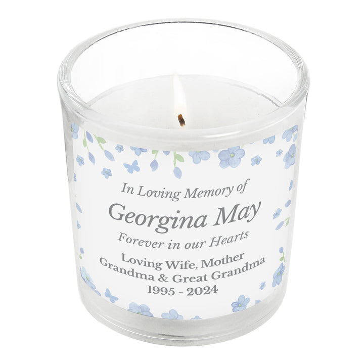 Buy Personalised Memorial Forget Me Not Candle Jar available now at www.giftsfinder.co.uk