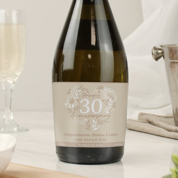 Buy Personalised 30th Pearl Wedding Anniversary Prosecco available now at www.giftsfinder.co.uk