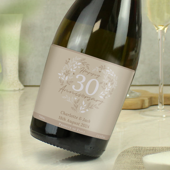 Buy Personalised 30th Pearl Wedding Anniversary Prosecco available now at www.giftsfinder.co.uk