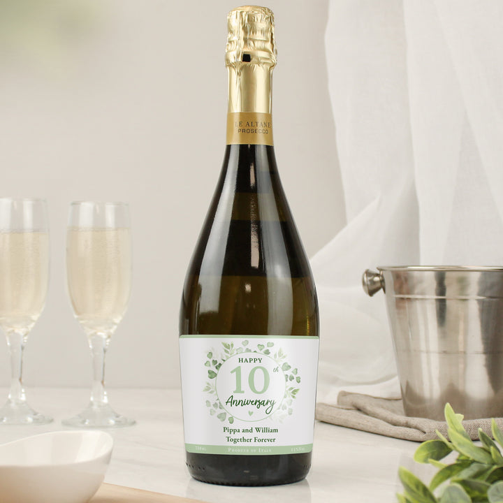 Buy Personalised Botanical Anniversary Prosecco available now at www.giftsfinder.co.uk