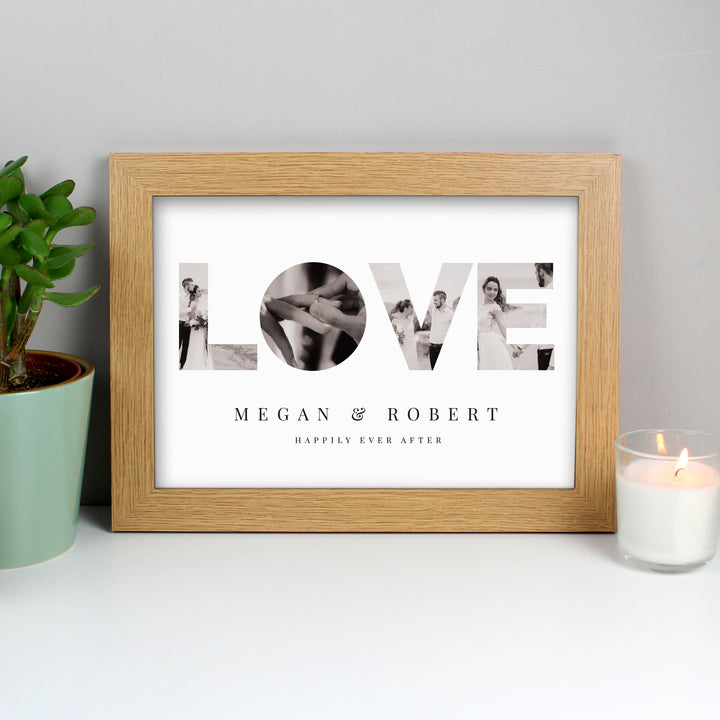 Buy Personalised LOVE Photo Upload Oak A4 Framed Print available now at www.giftsfinder.co.uk