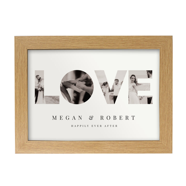 Buy Personalised LOVE Photo Upload Oak A4 Framed Print available now at www.giftsfinder.co.uk