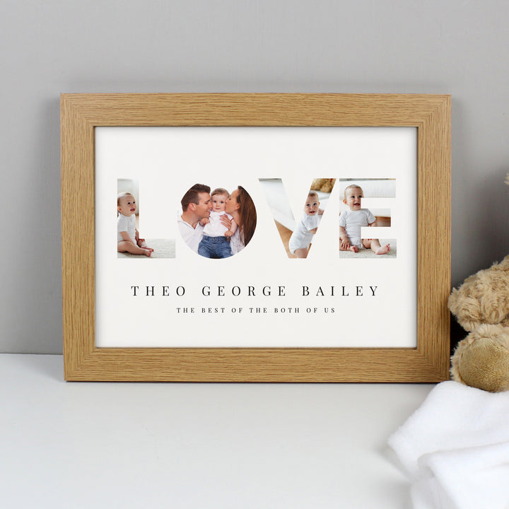 Buy Personalised LOVE Photo Upload Oak A4 Framed Print available now at www.giftsfinder.co.uk