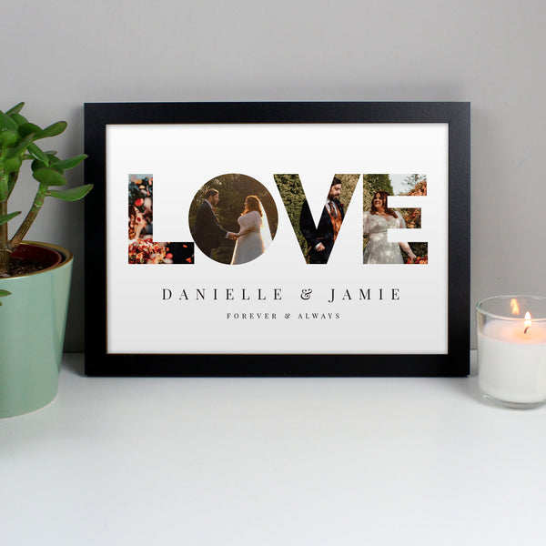 Buy Personalised LOVE Photo Upload Black A4 Framed Print available now at www.giftsfinder.co.uk