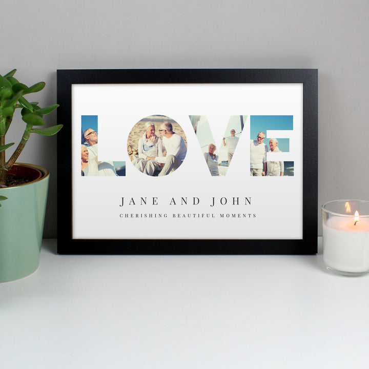 Buy Personalised LOVE Photo Upload Black A4 Framed Print available now at www.giftsfinder.co.uk