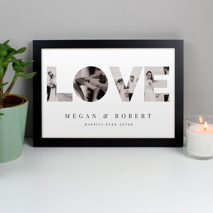 Buy Personalised LOVE Photo Upload Black A4 Framed Print available now at www.giftsfinder.co.uk