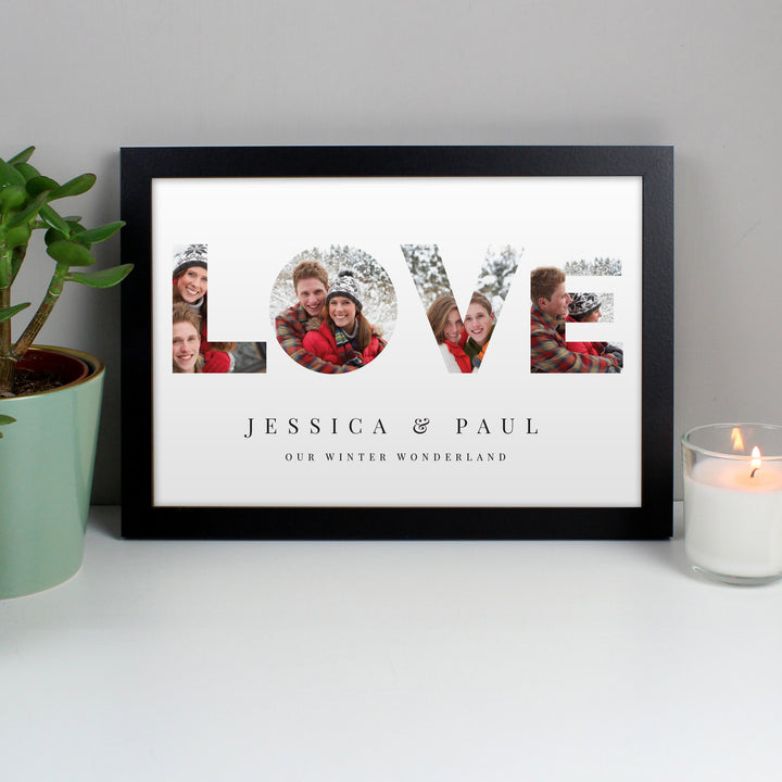 Buy Personalised LOVE Photo Upload Black A4 Framed Print available now at www.giftsfinder.co.uk