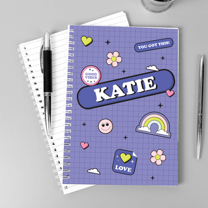 Buy Personalised Good Vibes A5 Notebook available now at www.giftsfinder.co.uk