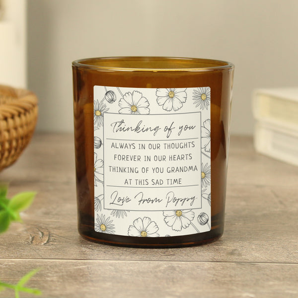 Buy Personalised Floral Amber Glass Candle available now at www.giftsfinder.co.uk