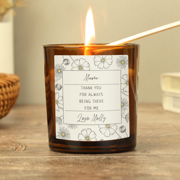 Buy Personalised Floral Amber Glass Candle available now at www.giftsfinder.co.uk