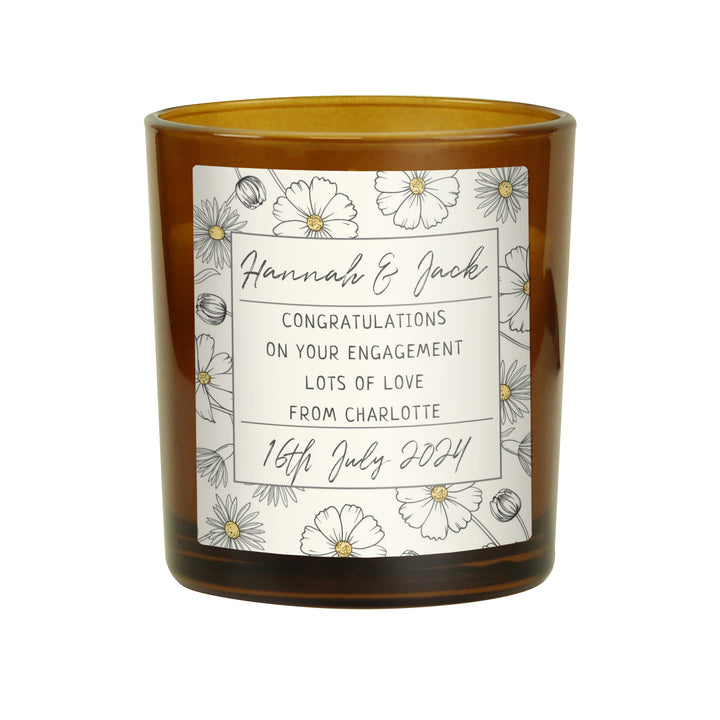 Buy Personalised Floral Amber Glass Candle available now at www.giftsfinder.co.uk