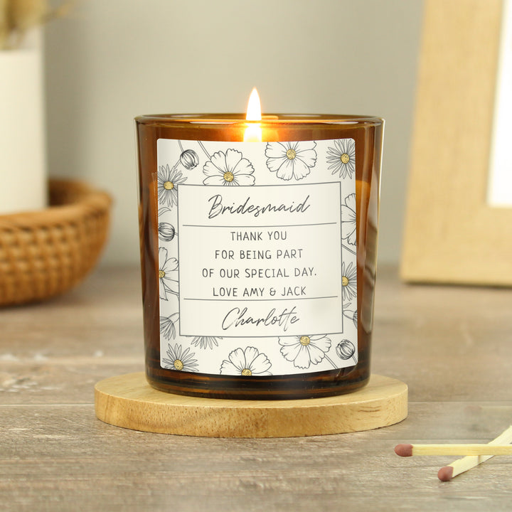 Buy Personalised Floral Amber Glass Candle available now at www.giftsfinder.co.uk