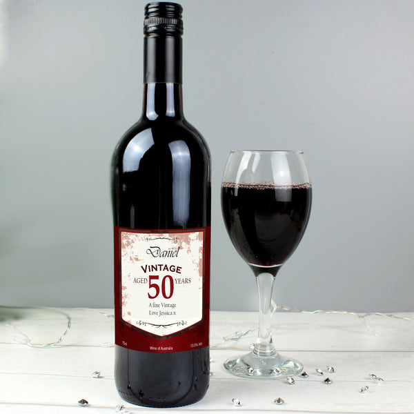 Personalised Red Wine Vintage Age Label in gift category Personalised Red Wine & Red Wine Gift Sets