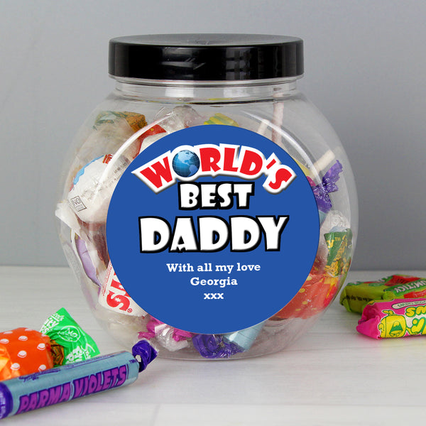 Buy Personalised Blue Worlds Best Sweet Jar available now at www.giftsfinder.co.uk