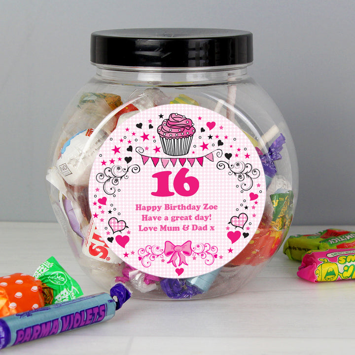 Buy Personalised Birthday Big Age Sweet Jar available now at www.giftsfinder.co.uk