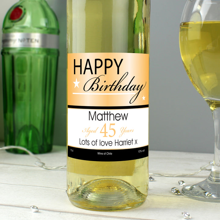 Buy Personalised Happy Birthday White Wine available now at www.giftsfinder.co.uk