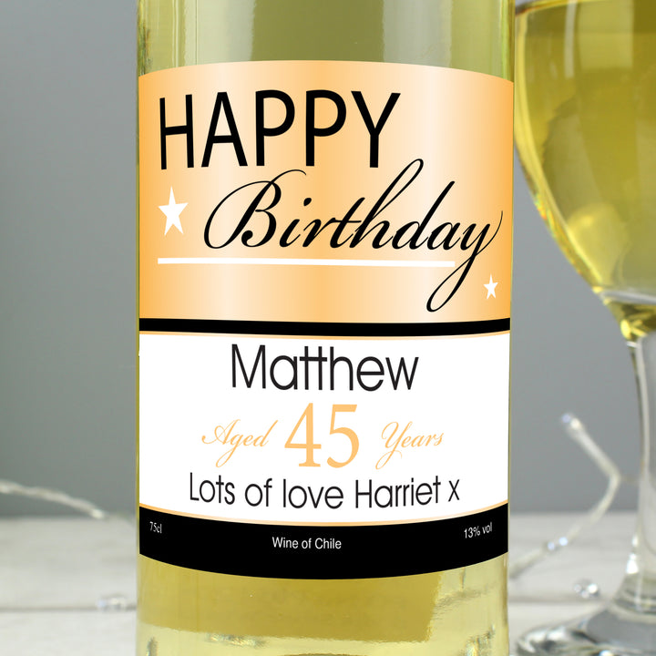 Buy Personalised Happy Birthday White Wine available now at www.giftsfinder.co.uk