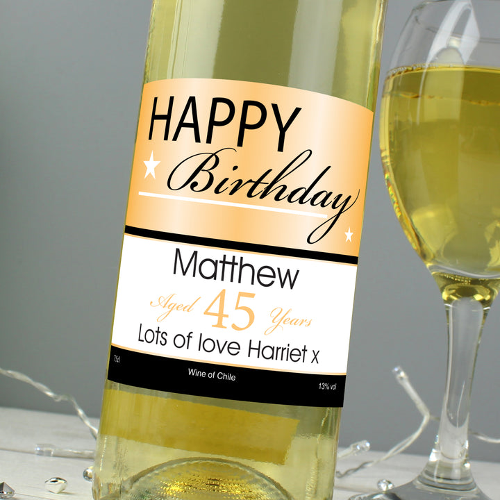 Buy Personalised Happy Birthday White Wine available now at www.giftsfinder.co.uk