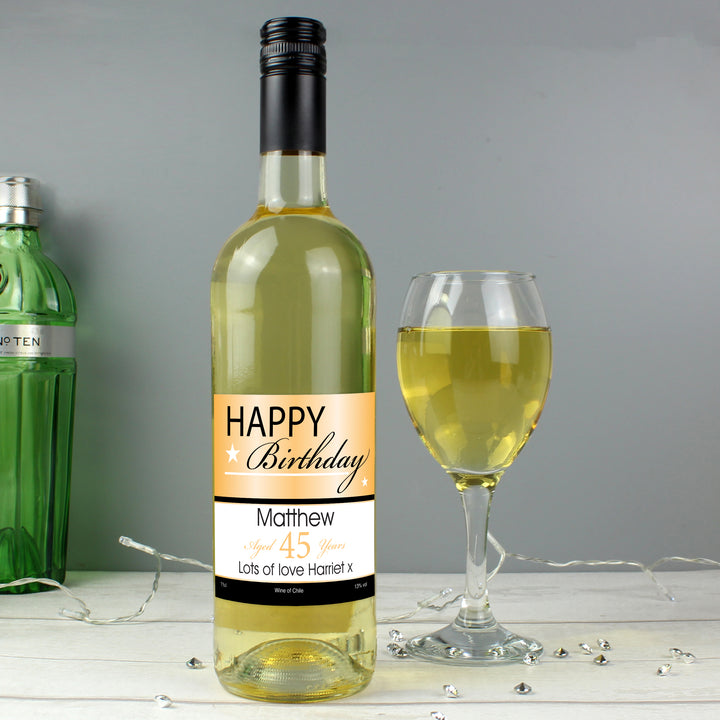 Buy Personalised Happy Birthday White Wine available now at www.giftsfinder.co.uk