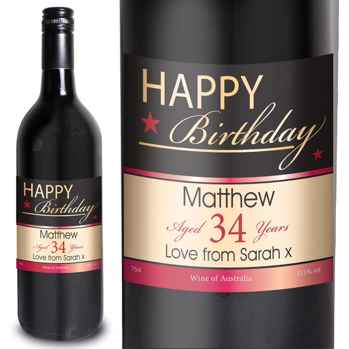 Buy Personalised Happy Birthday Red Wine available now at www.giftsfinder.co.uk