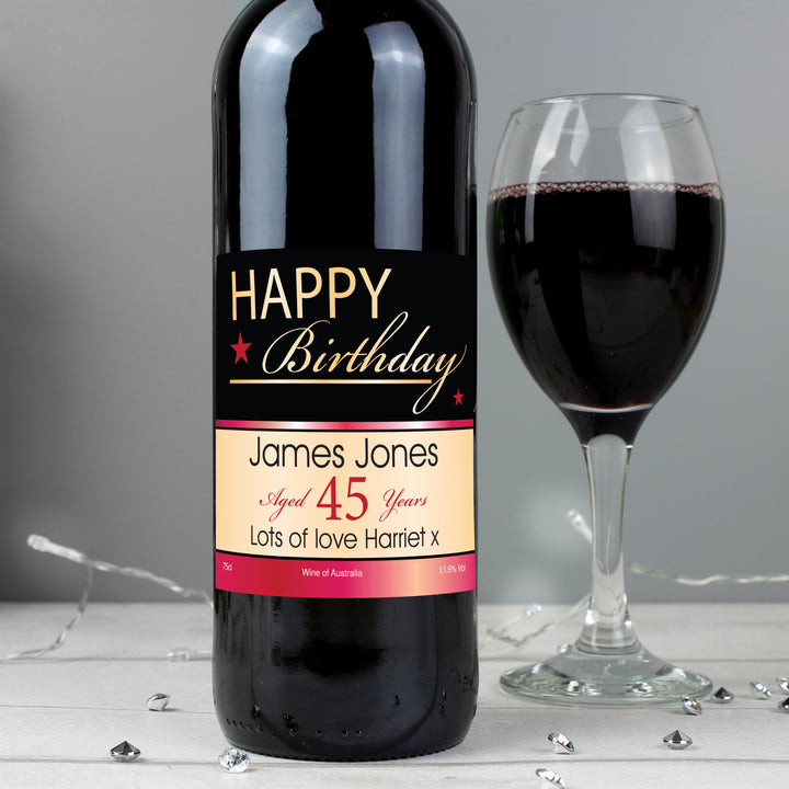 Buy Personalised Happy Birthday Red Wine available now at www.giftsfinder.co.uk