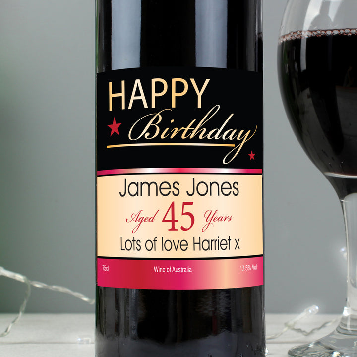 Buy Personalised Happy Birthday Red Wine available now at www.giftsfinder.co.uk