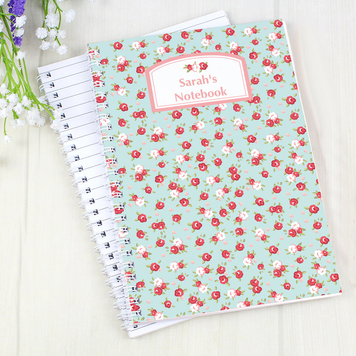 Personalised Vintage Floral A5 Notebook in gift category Personalised Notebooks