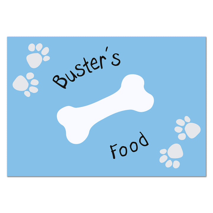 Buy Personalised Blue Paw Print Dog Pet Bowl Mat available now at www.giftsfinder.co.uk