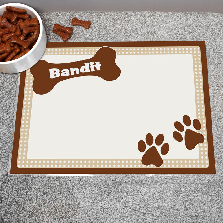 Buy Personalised Brown Dotty Dog Placemat available now at www.giftsfinder.co.uk