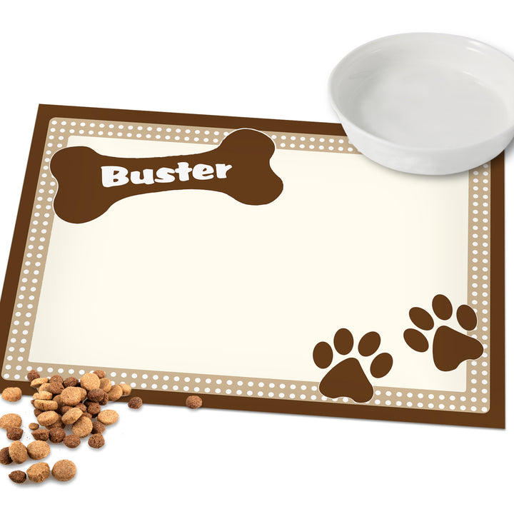 Buy Personalised Brown Dotty Dog Placemat available now at www.giftsfinder.co.uk