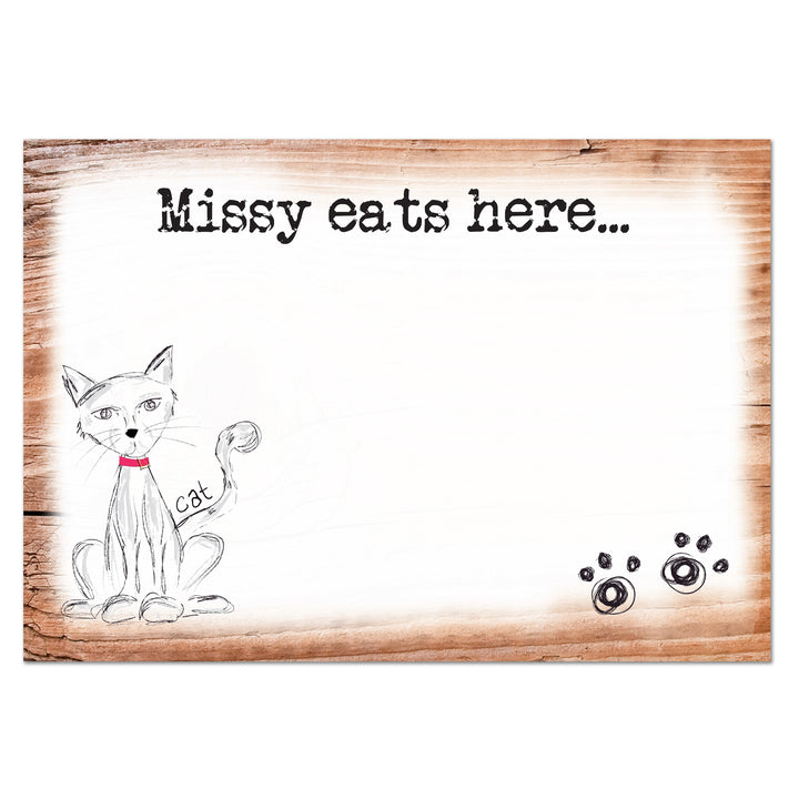 Personalised Scribble Cat Placemat in gift category Personalised Pet Food Placemats