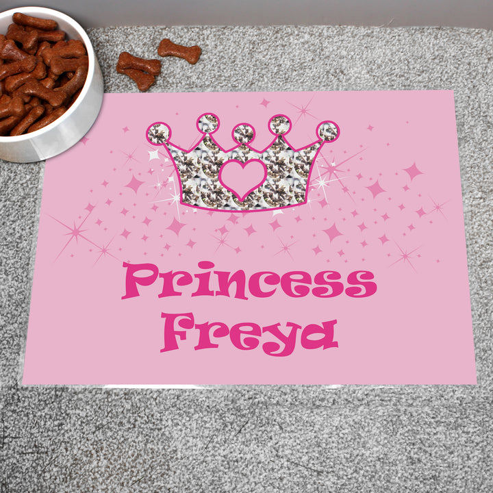 Buy Personalised Pink Princess Pet Placemat at www.giftsfinder.co.uk