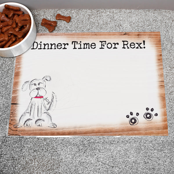 Personalised Scribble Dog Placemat in gift category Personalised Pet Food Placemats