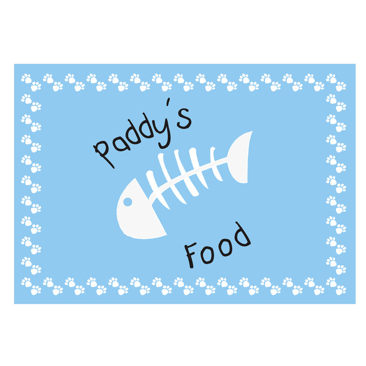 Buy Personalised Blue Fish Bone Cat Placemat available now at www.giftsfinder.co.uk