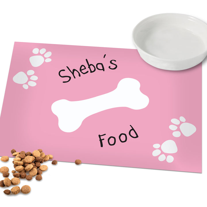 Buy Personalised Pink Paw Print Dog Placemat at www.giftsfinder.co.uk