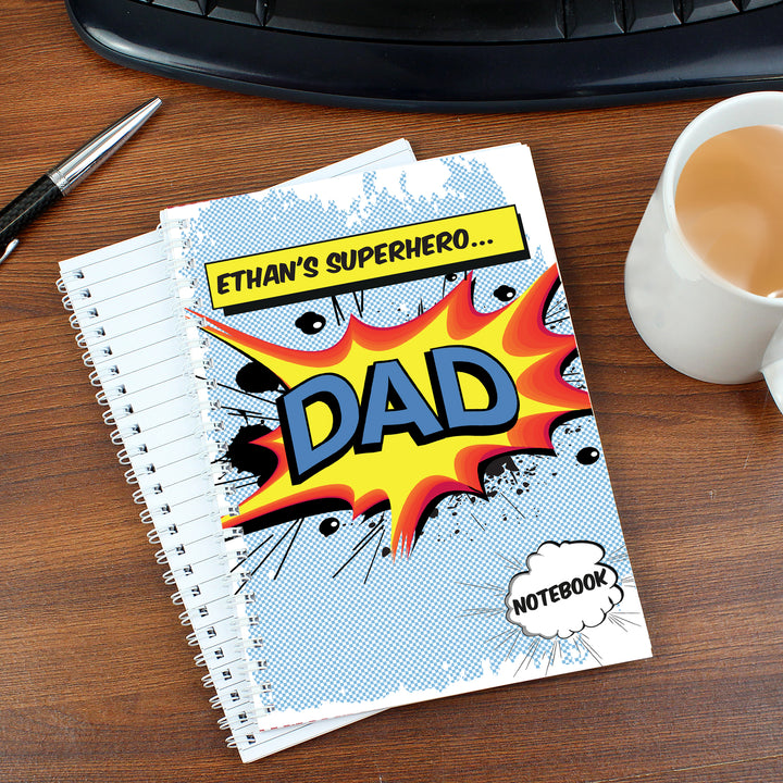 Personalised Super Hero Comic Book Themed A5 Notebook in gift category Personalised Notebooks