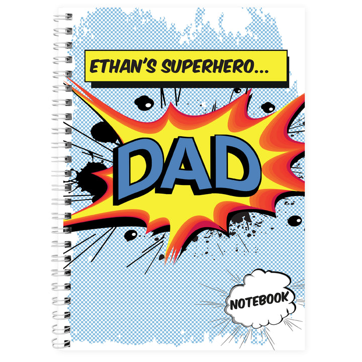 Personalised Super Hero Comic Book Themed A5 Notebook in gift category Personalised Notebooks