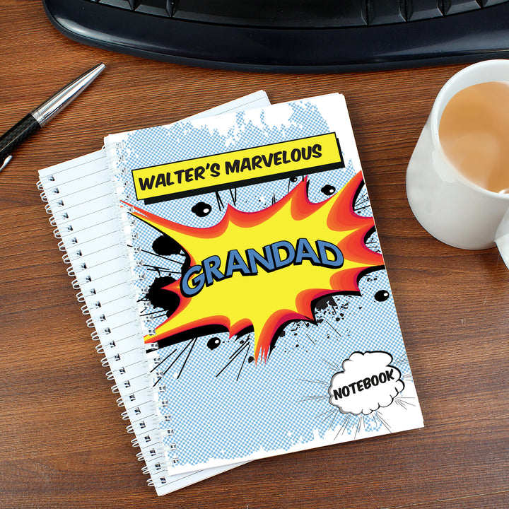 Personalised Super Hero Comic Book Themed A5 Notebook in gift category Personalised Notebooks