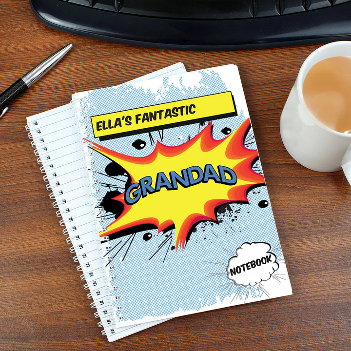 Personalised Super Hero Comic Book Themed A5 Notebook in gift category Personalised Notebooks