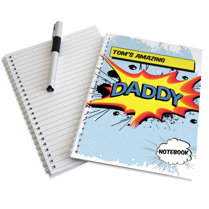 Personalised Super Hero Comic Book Themed A5 Notebook in gift category Personalised Notebooks