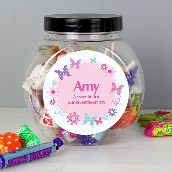 Buy Personalised Butterfly Sweets Jar available now at www.giftsfinder.co.uk